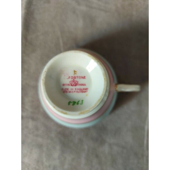 Gladstone Bone China Cup & Saucer Primrose 5863 Pink Purple Floral Gold Trim - Picture 6 of 10